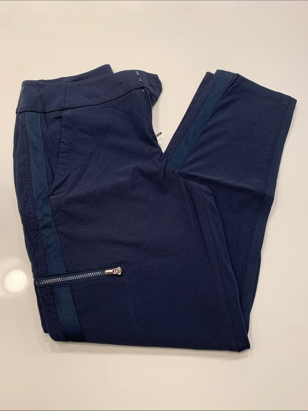 Athleta Navy Track Joggers with Side Stripe